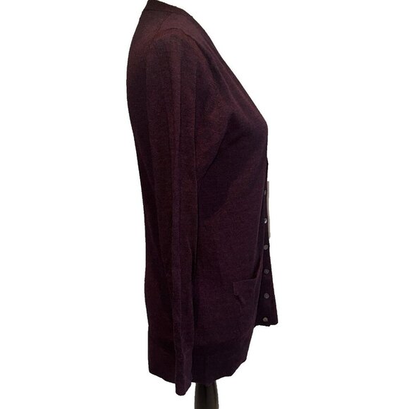 Banana Republic Cardigan 100% Merino Wool V-Neck burgundy Button Womens Sz Small - Picture 5 of 15